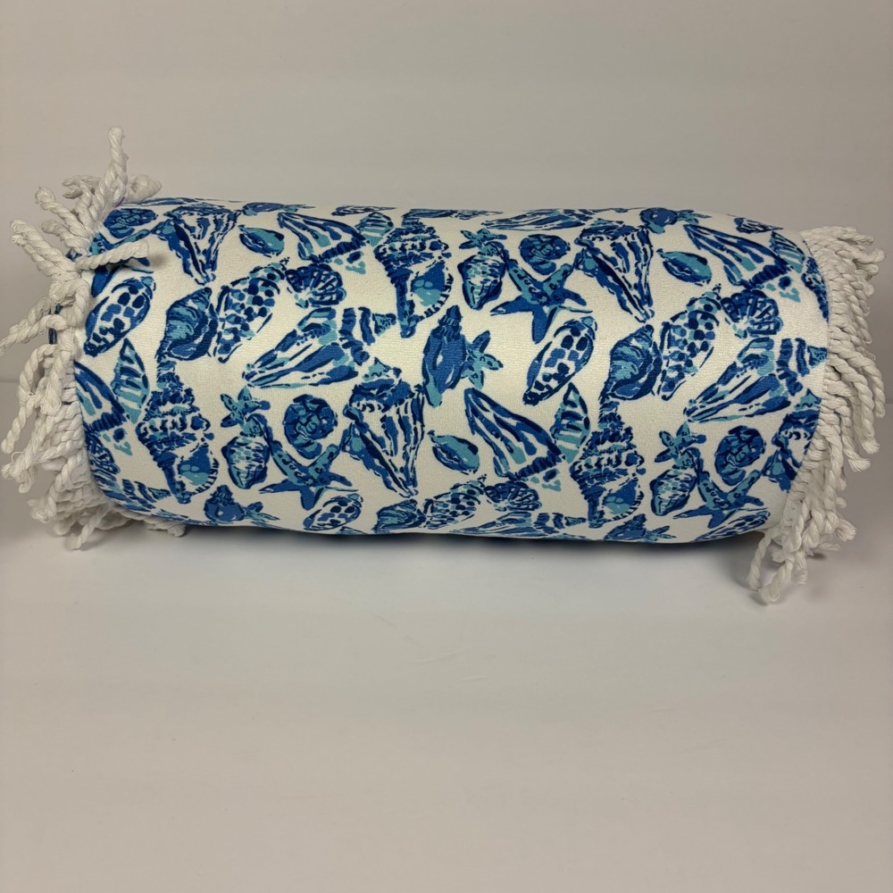Lilly Pulitzer Beach Pillow Shell Collector Coastal Beach Fringe Coastal Bolster